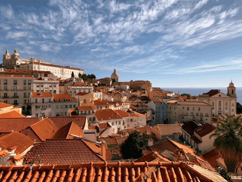 Lisbon hillside with terracotta roofs
